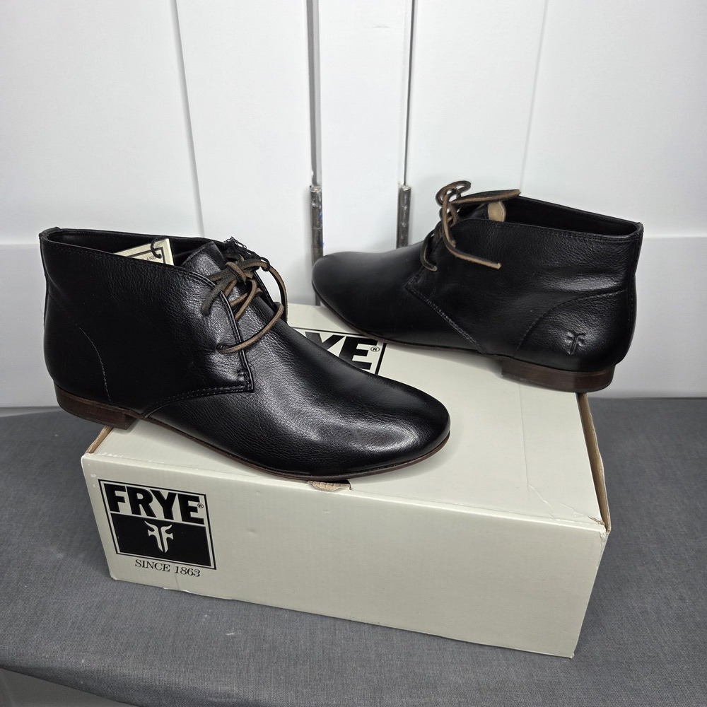 Frye NWT Chukka Men's Black Leather Ankle Boots Size 9.5 US